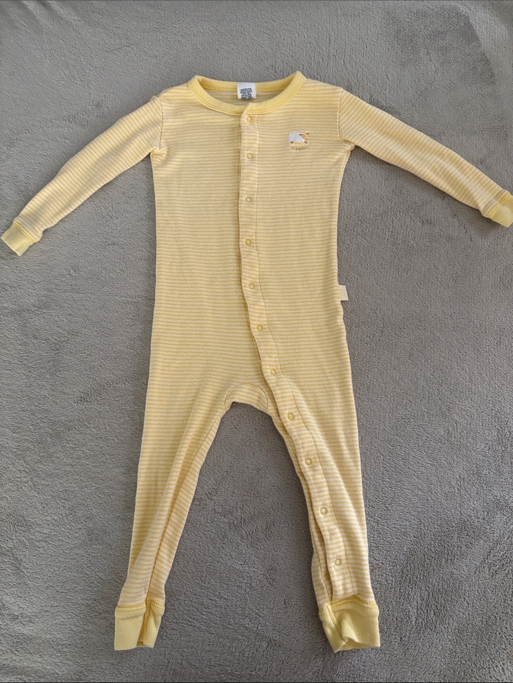 GAP Yellow Striped Footed One-Piece with Snap Front